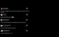 Screenshot of fan reactions to the post.